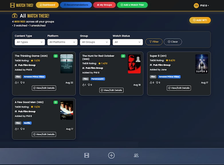 WatchThis App Screenshot